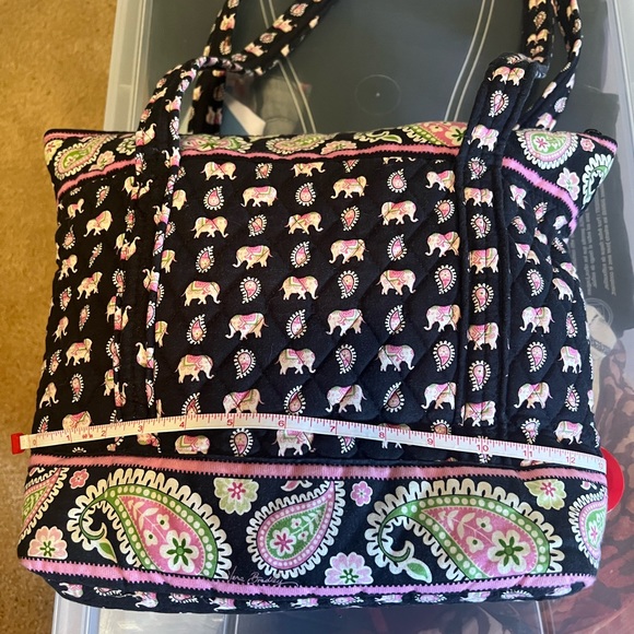 RETIRED Vera Bradley Tote Purse black and pink with elephant print - Picture 9 of 11